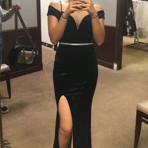 Navy Velvet Long Dress